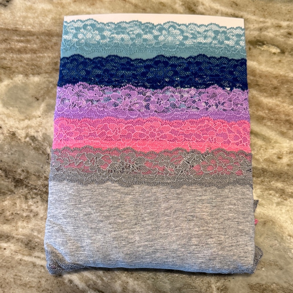 Victoria's Secret Lace-Trim Cheeky Pack in Teal, Navy, Purple, Pink, Gray - Picture 2 of 2